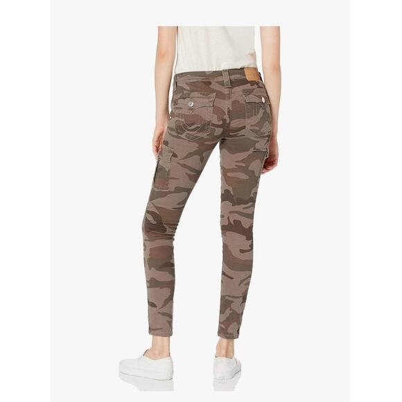 True Religion Womens Camo Cargo Flap Pocket Super Stretchy Skinny Pants Size 27 - Picture 2 of 12
